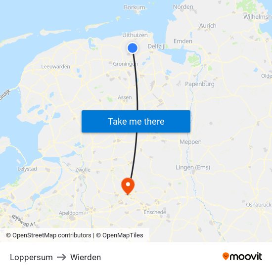 Loppersum to Wierden map