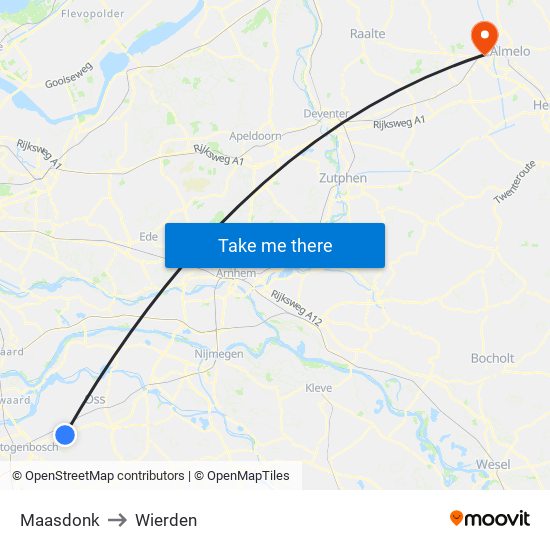 Maasdonk to Wierden map