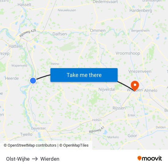 Olst-Wijhe to Wierden map