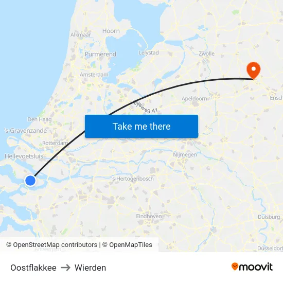 Oostflakkee to Wierden map