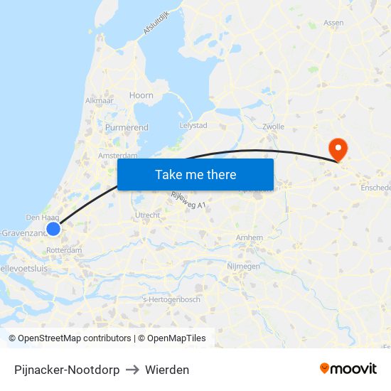 Pijnacker-Nootdorp to Wierden map