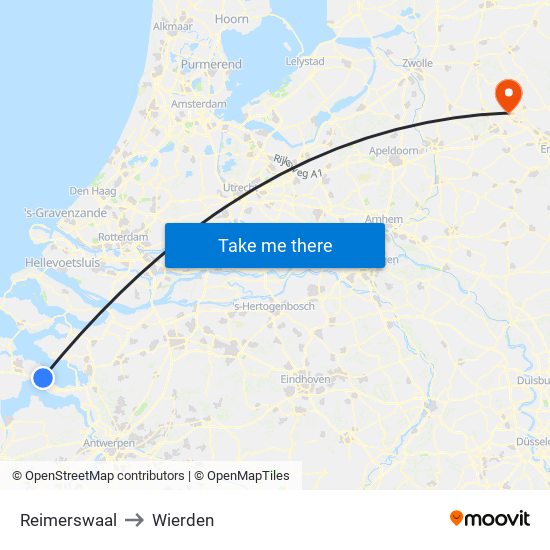 Reimerswaal to Wierden map