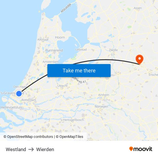 Westland to Wierden map