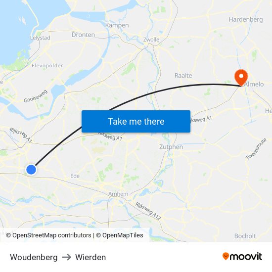 Woudenberg to Wierden map