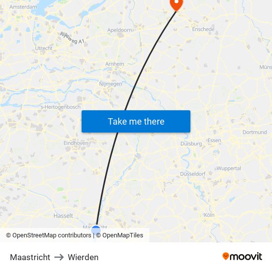 Maastricht to Wierden map