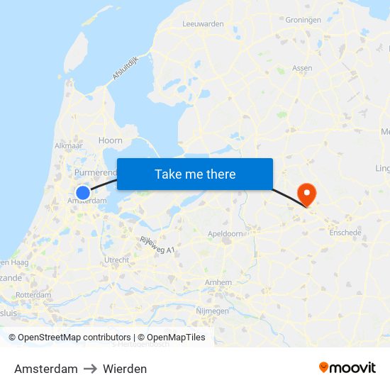 Amsterdam to Wierden map