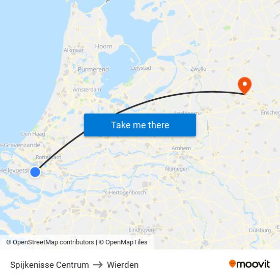 Spijkenisse Centrum to Wierden map