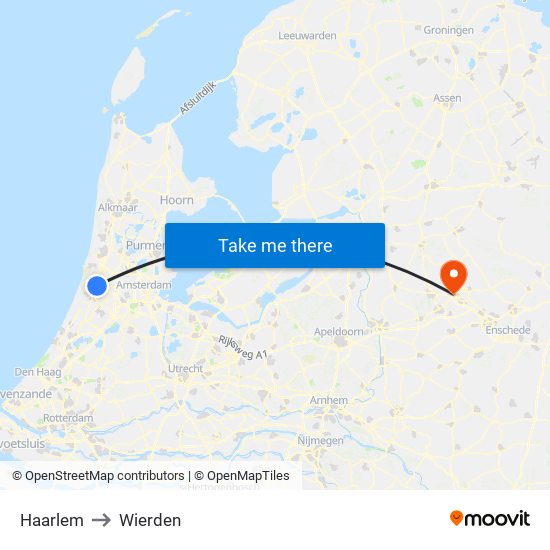 Haarlem to Wierden map