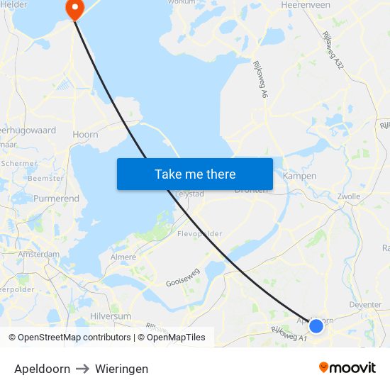 Apeldoorn to Wieringen map