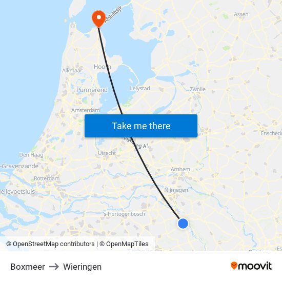 Boxmeer to Wieringen map