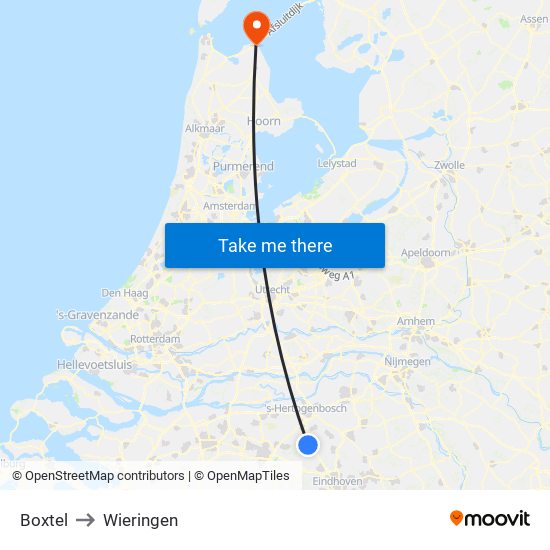 Boxtel to Wieringen map