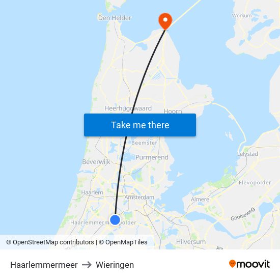 Haarlemmermeer to Wieringen map
