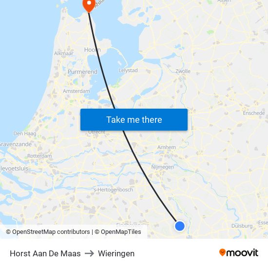 Horst Aan De Maas to Wieringen map