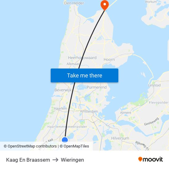 Kaag En Braassem to Wieringen map