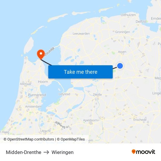 Midden-Drenthe to Wieringen map