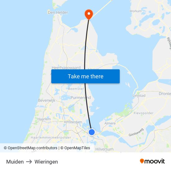 Muiden to Wieringen map