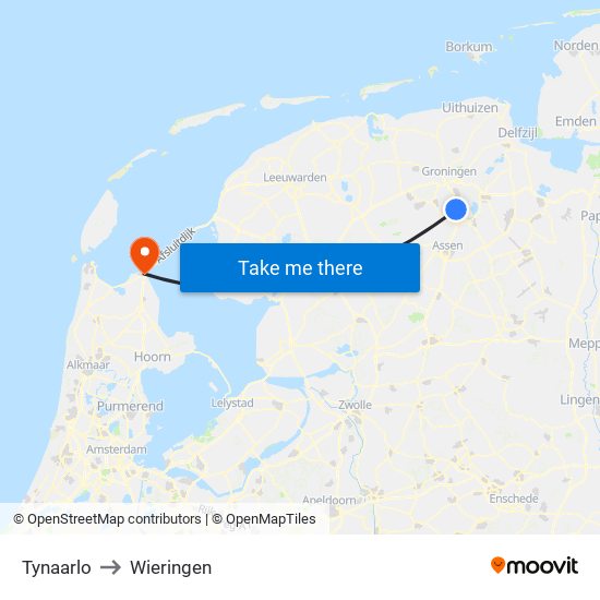 Tynaarlo to Wieringen map