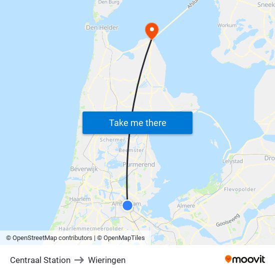 Centraal Station to Wieringen map