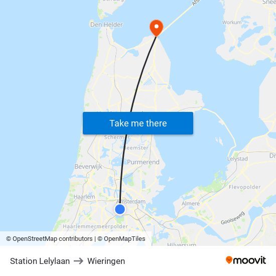 Station Lelylaan to Wieringen map