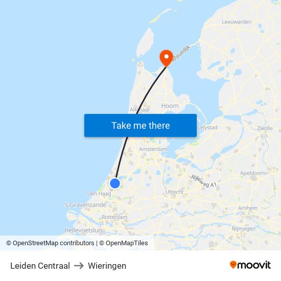 Leiden Centraal to Wieringen map