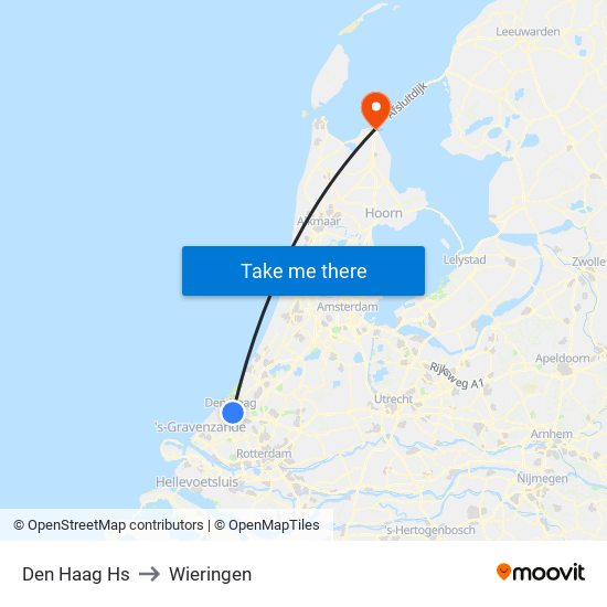 Den Haag Hs to Wieringen map