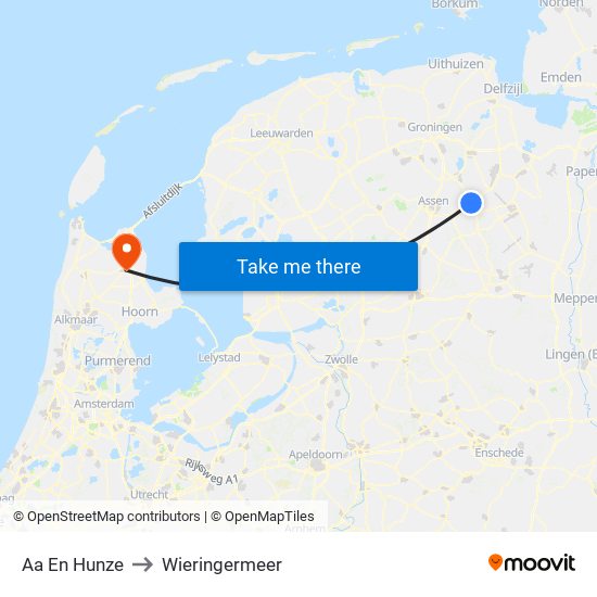 Aa En Hunze to Wieringermeer map