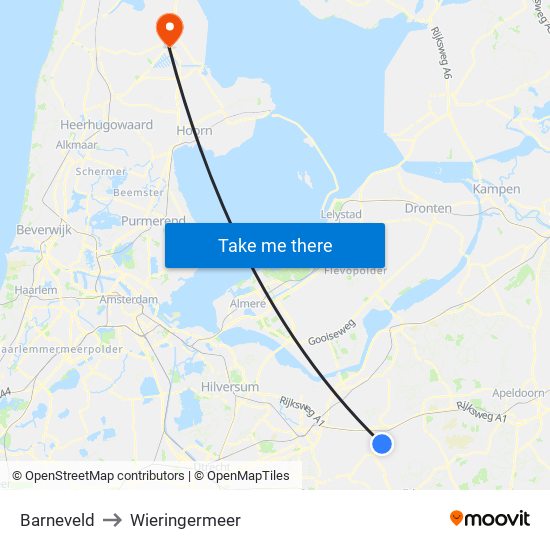 Barneveld to Wieringermeer map