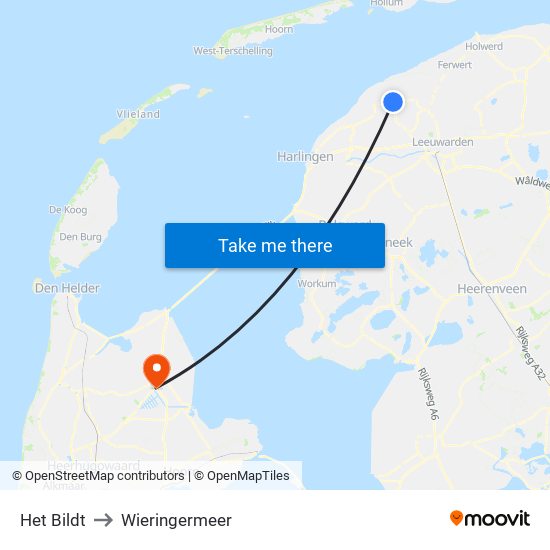Het Bildt to Wieringermeer map