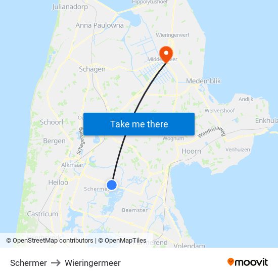 Schermer to Wieringermeer map