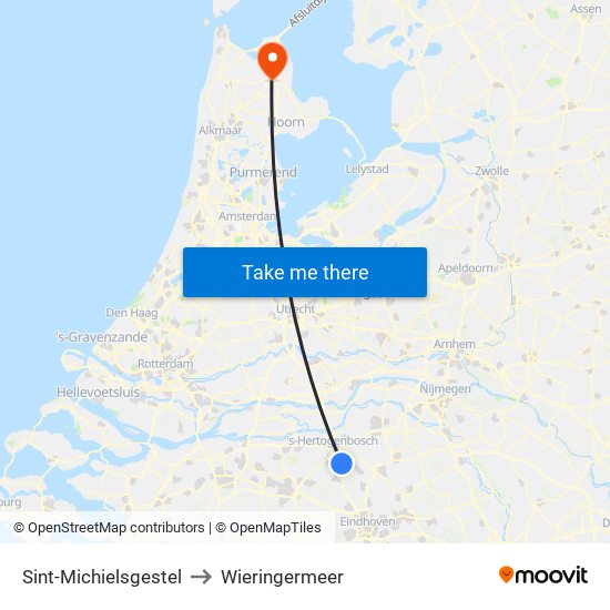 Sint-Michielsgestel to Wieringermeer map