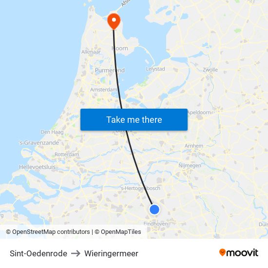 Sint-Oedenrode to Wieringermeer map