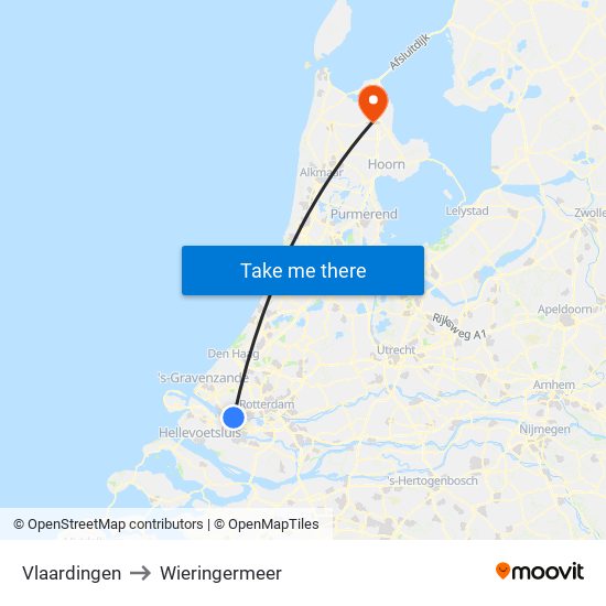Vlaardingen to Wieringermeer map