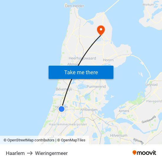Haarlem to Wieringermeer map