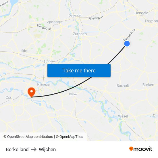 Berkelland to Wijchen map