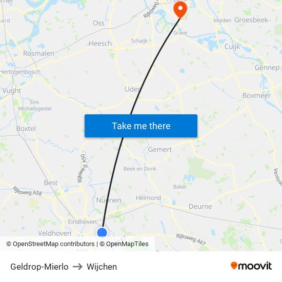 Geldrop-Mierlo to Wijchen map