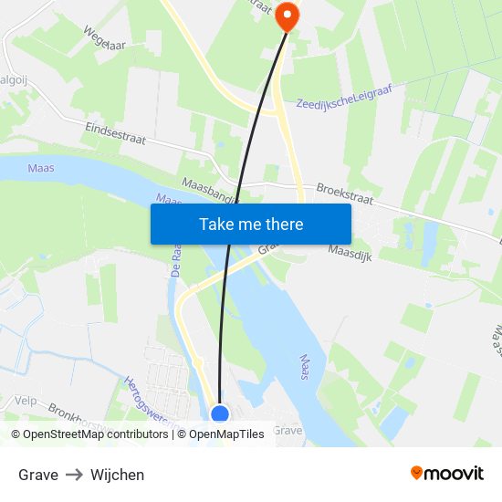 Grave to Wijchen map
