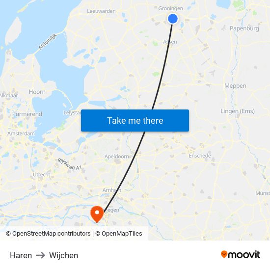 Haren to Wijchen map
