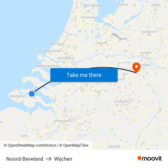 Noord-Beveland to Wijchen map