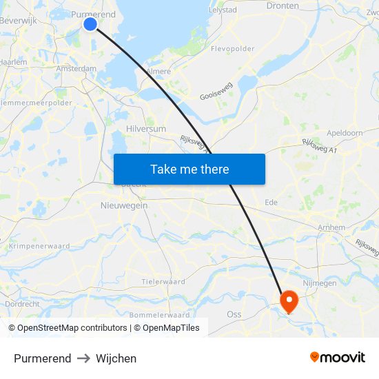 Purmerend to Wijchen map