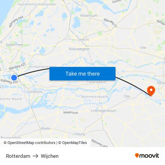 Rotterdam to Wijchen map