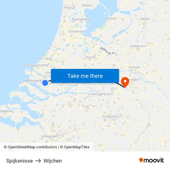 Spijkenisse to Wijchen map
