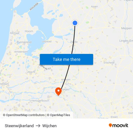 Steenwijkerland to Wijchen map