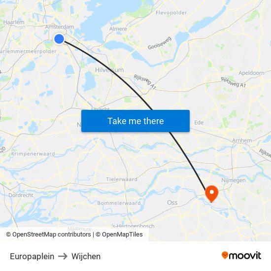 Europaplein to Wijchen map