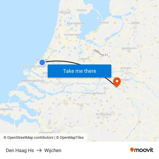 Den Haag Hs to Wijchen map