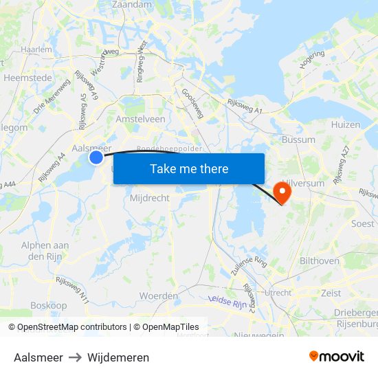 Aalsmeer to Wijdemeren map