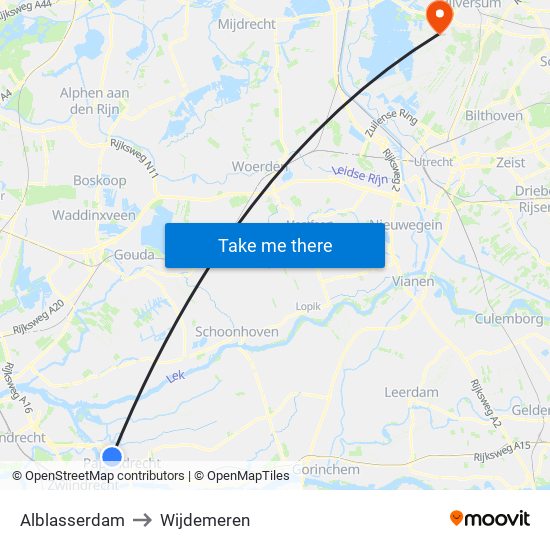 Alblasserdam to Wijdemeren map