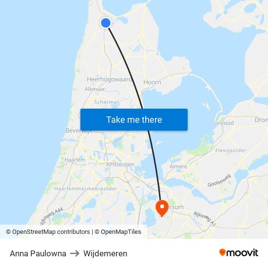 Anna Paulowna to Wijdemeren map