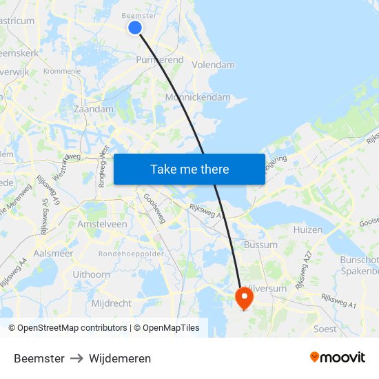 Beemster to Wijdemeren map
