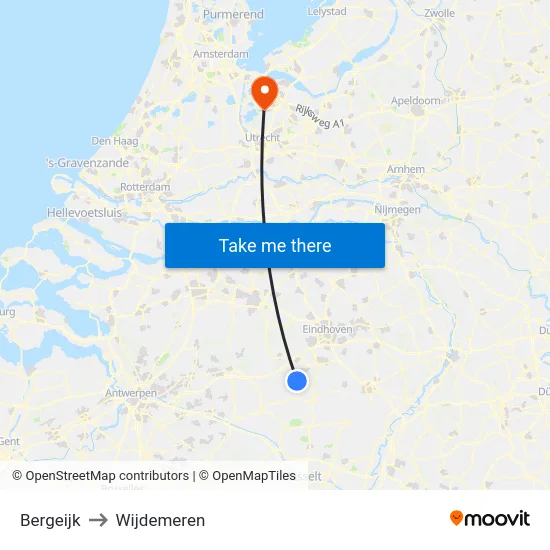 Bergeijk to Wijdemeren map