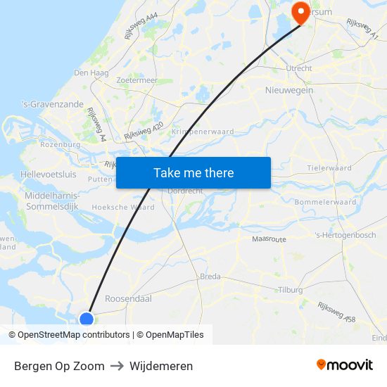 Bergen Op Zoom to Wijdemeren map